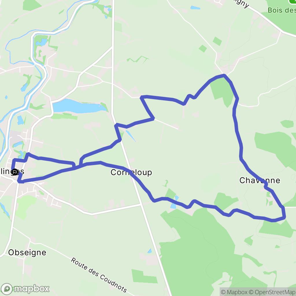 Palinges : carte du parcours de randonnée - France