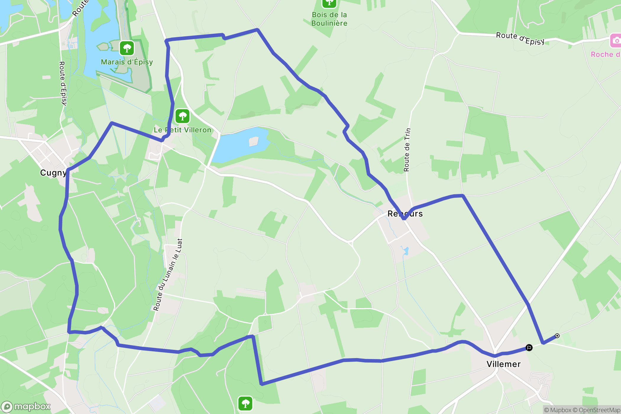 Villemer : carte du parcours de randonnée - France