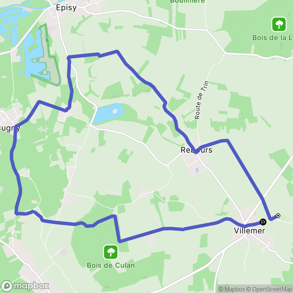 Villemer : carte du parcours de randonnée - France