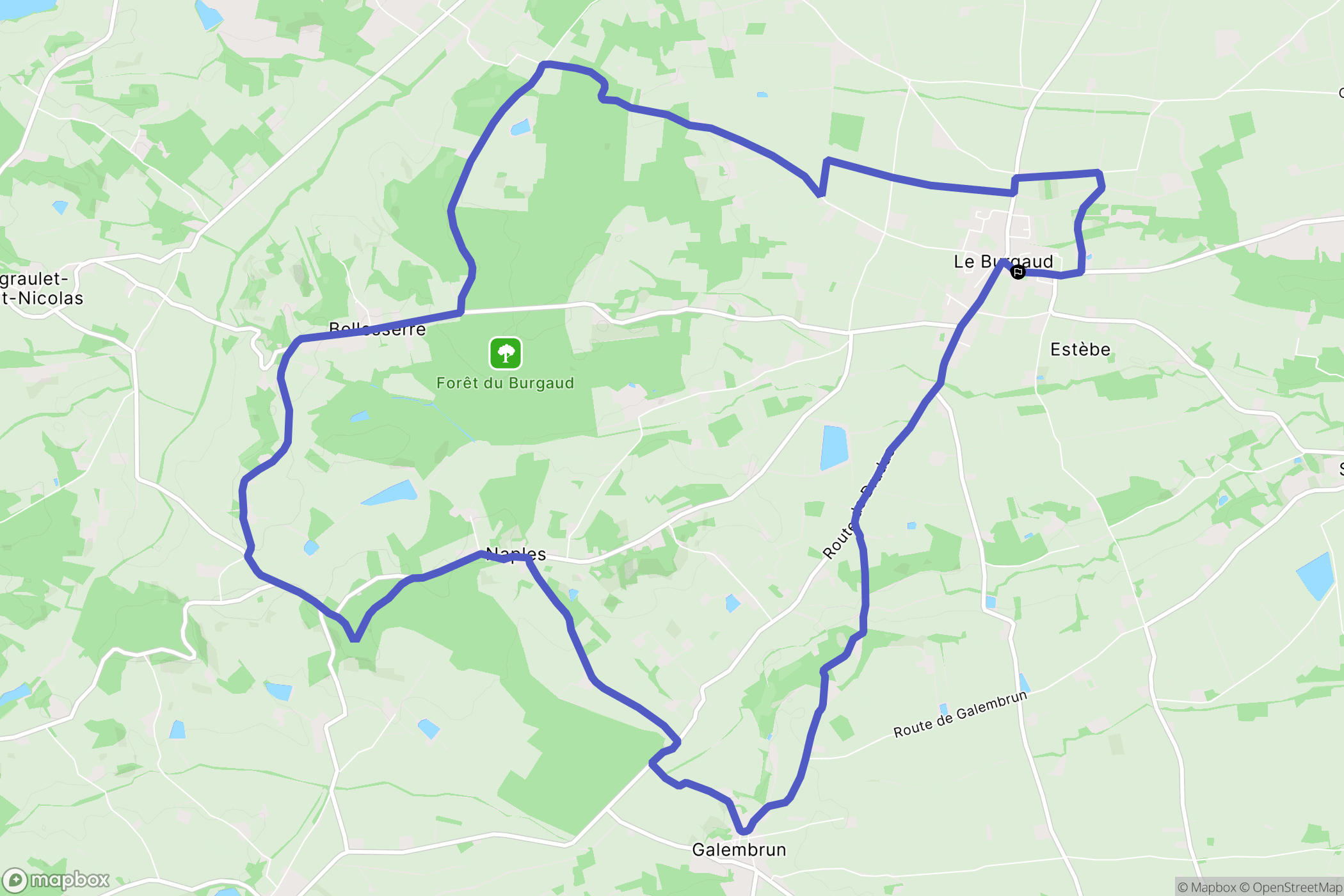 Le Burgaud : carte du parcours de randonnée - France