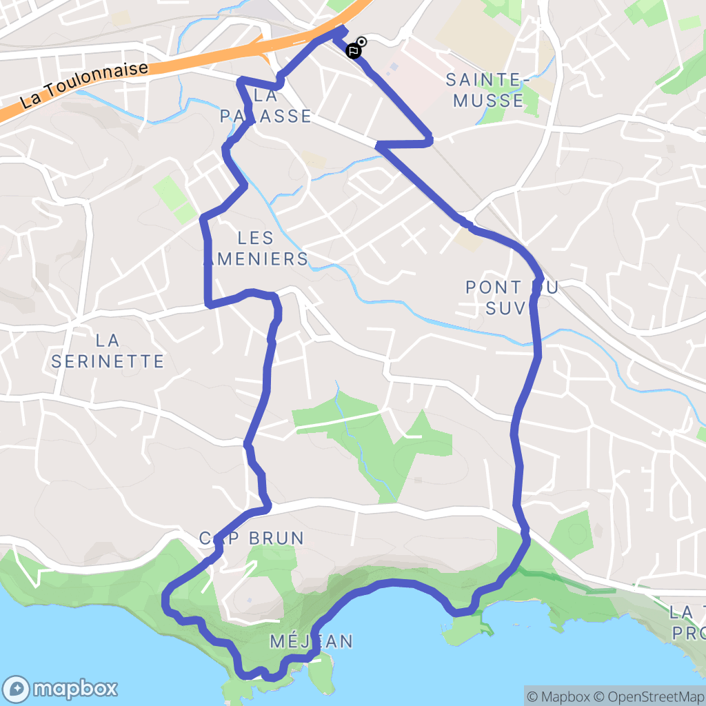 Toulon : carte du parcours de randonnée - France