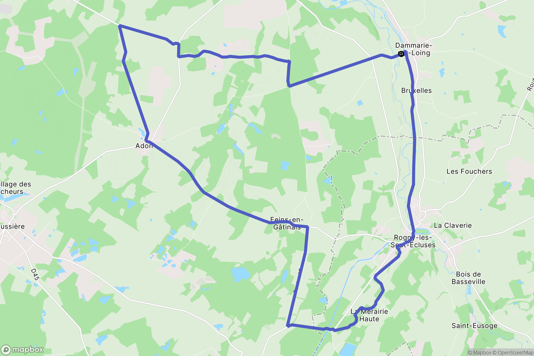 Dammarie-sur-Loing : carte du parcours de randonnée - France
