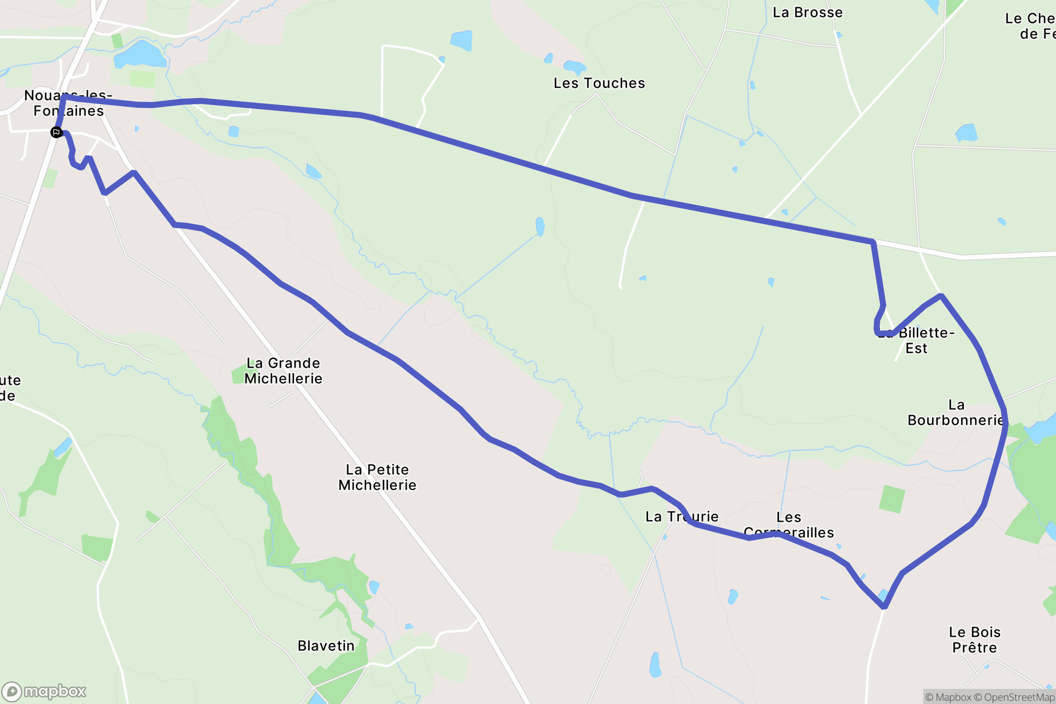 Nouans-les-Fontaines : carte du parcours de randonnée - France
