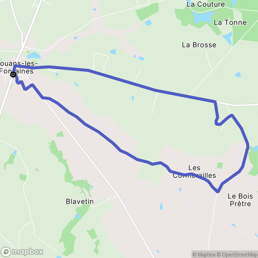 Nouans-les-Fontaines : carte du parcours de randonnée - France