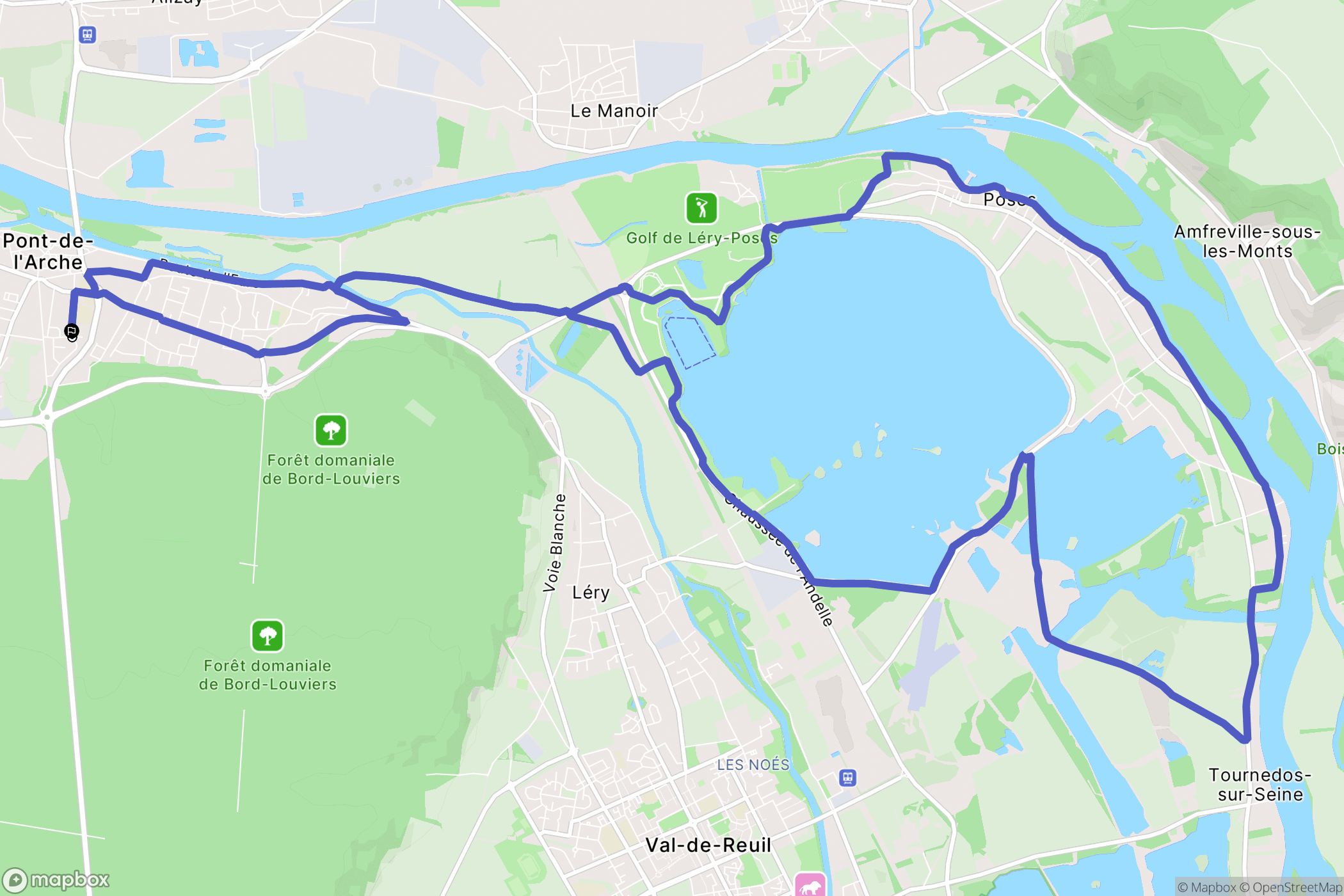 Pont-de-l'Arche : carte du parcours de randonnée - France