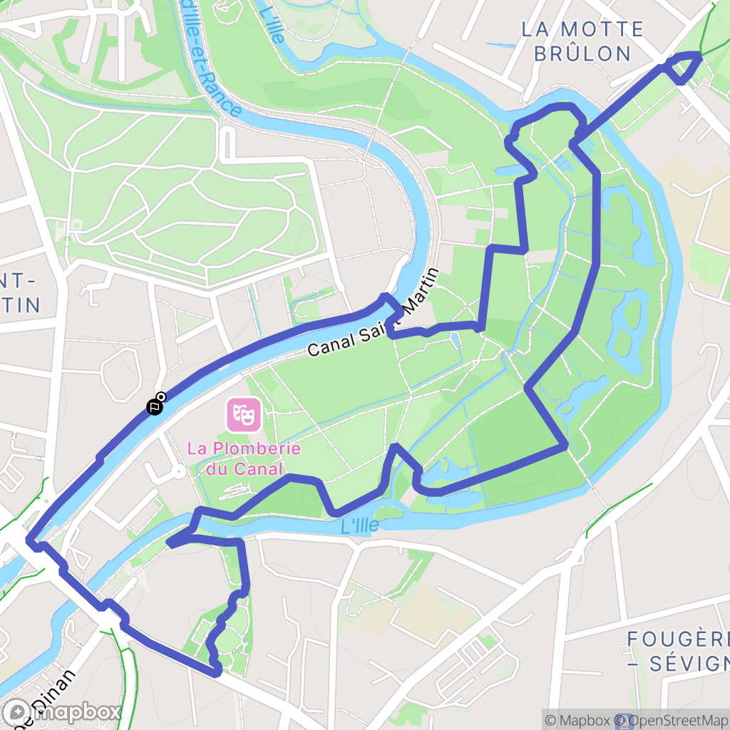 Rennes : carte du parcours de randonnée - France