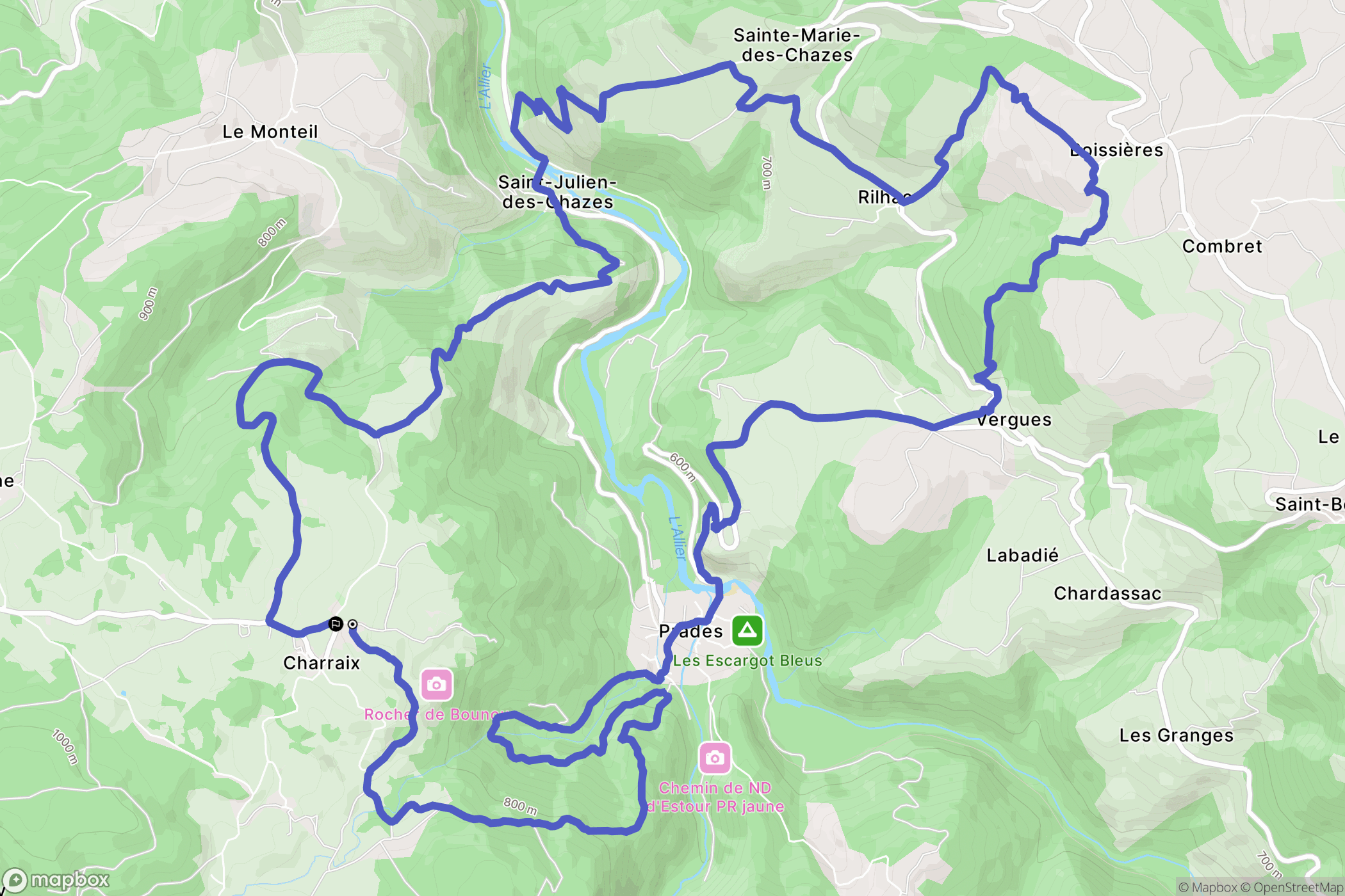Charraix: routekaart voor buitenactiviteiten - France