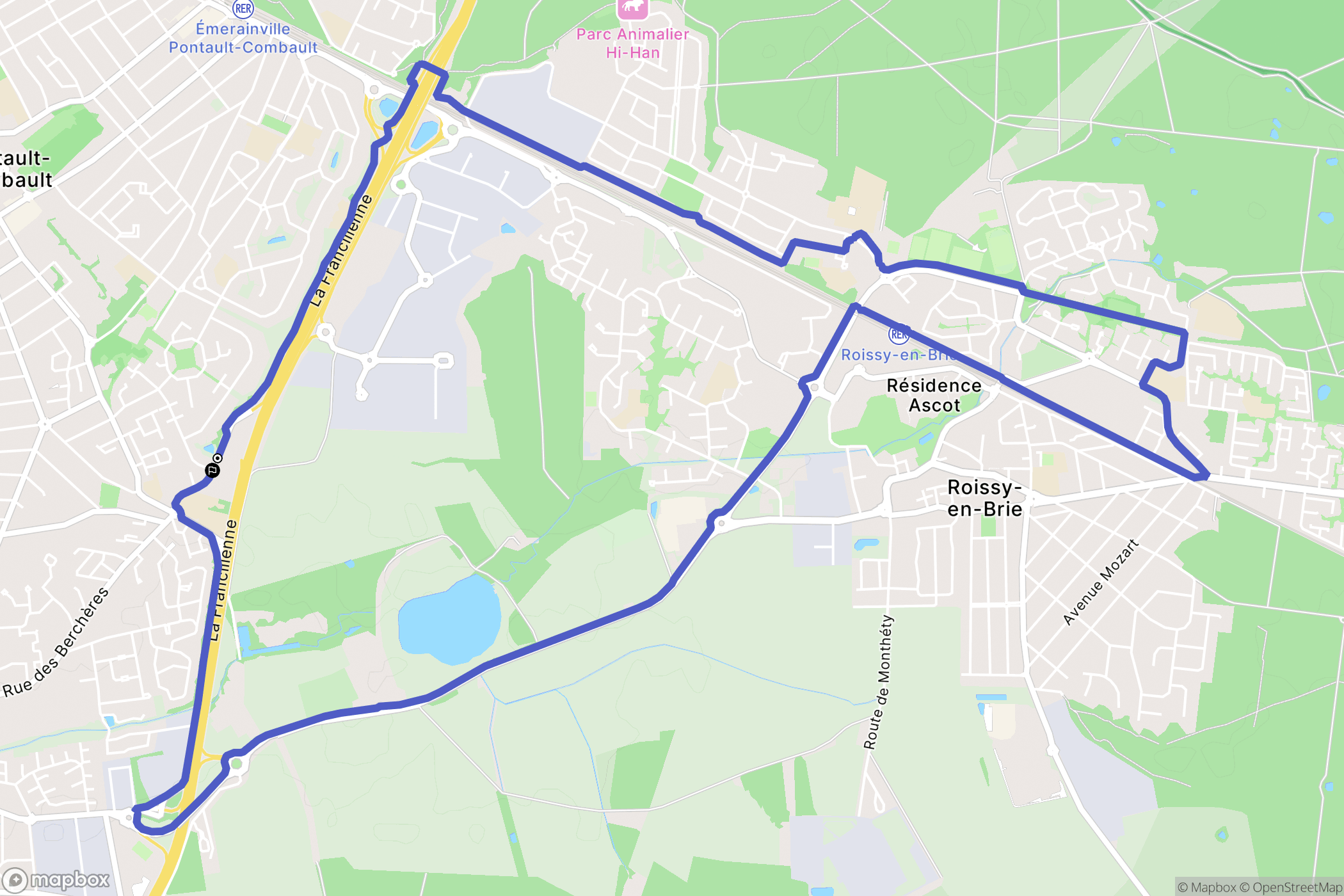 Pontault-Combault : carte du parcours de randonnée - France