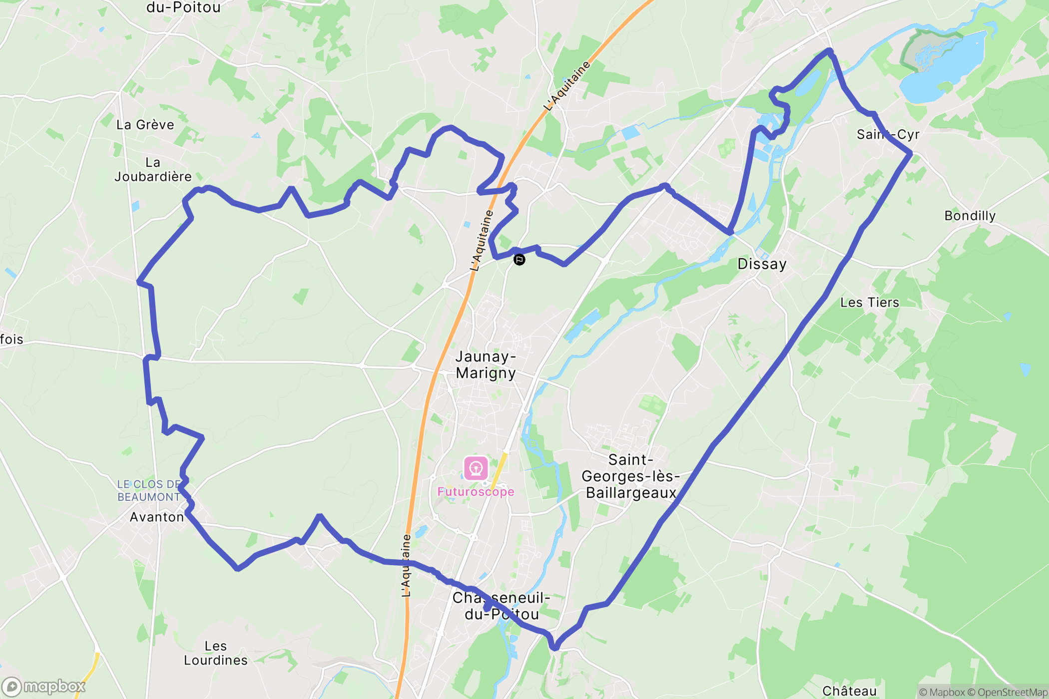 Jaunay-Marigny : carte du parcours de randonnée - France