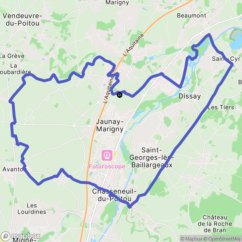 Jaunay-Marigny : carte du parcours de randonnée - France