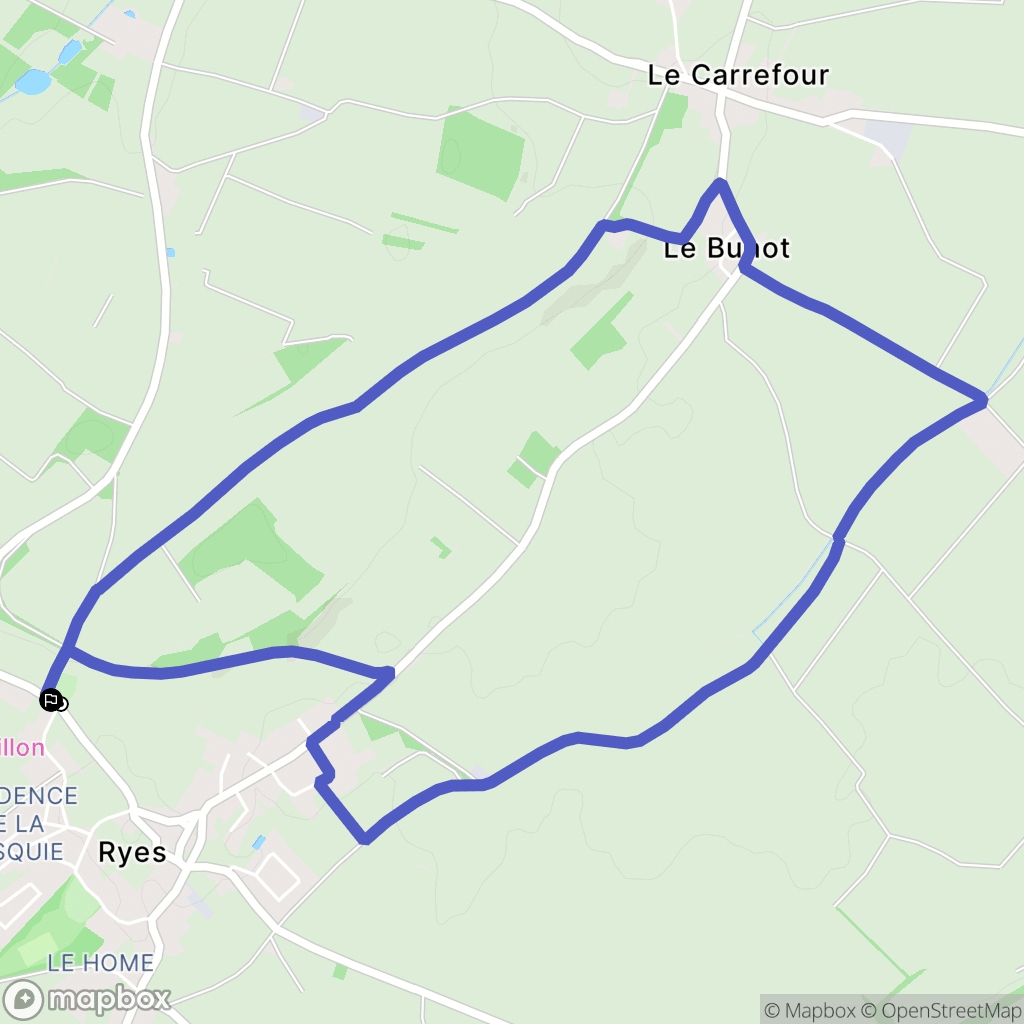 Ryes : carte du parcours de randonnée - France