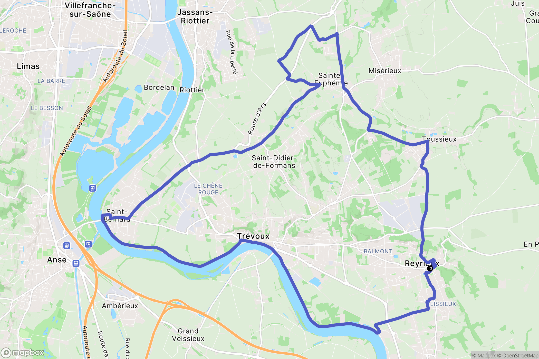 Reyrieux : carte du parcours de randonnée - France