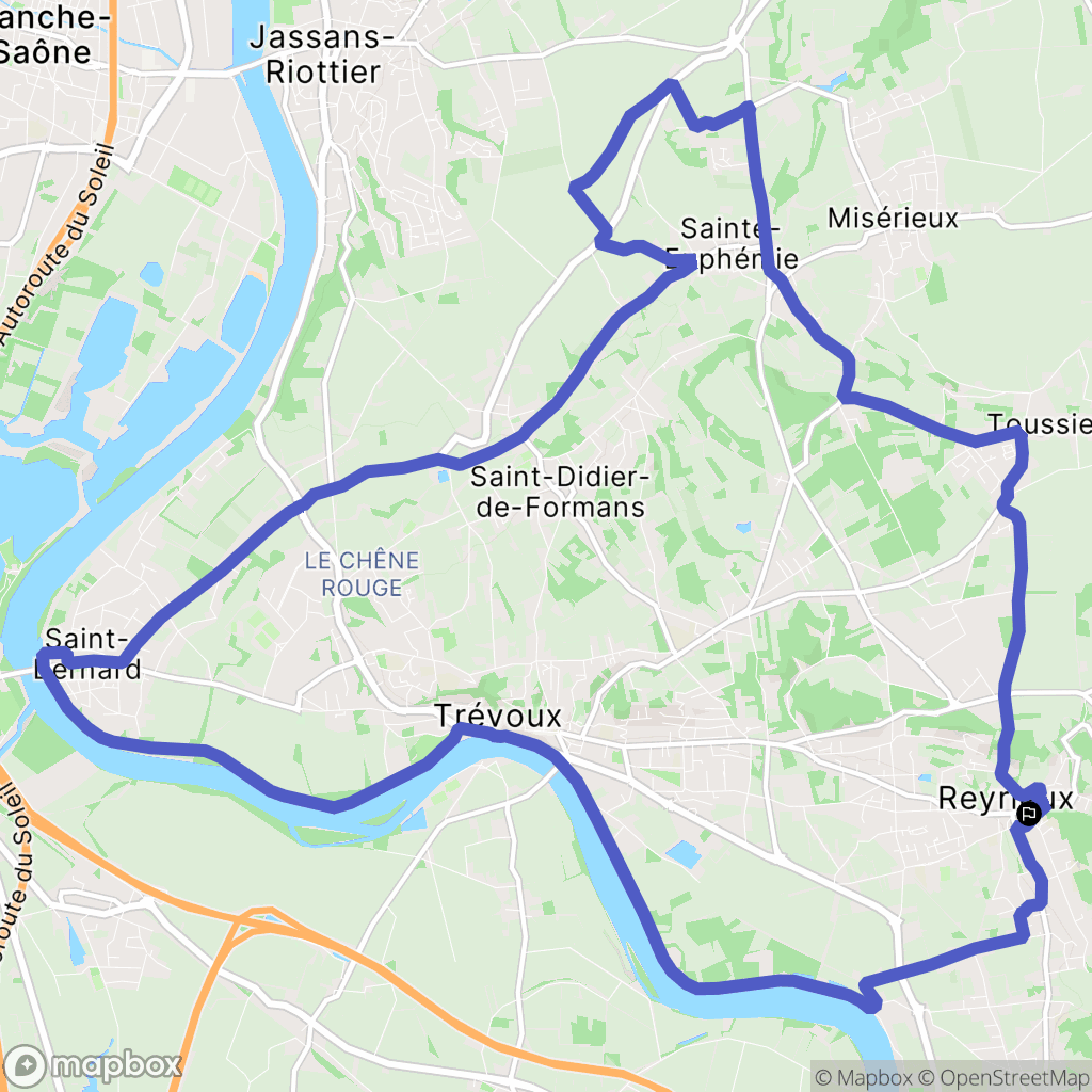 Reyrieux : carte du parcours de randonnée - France
