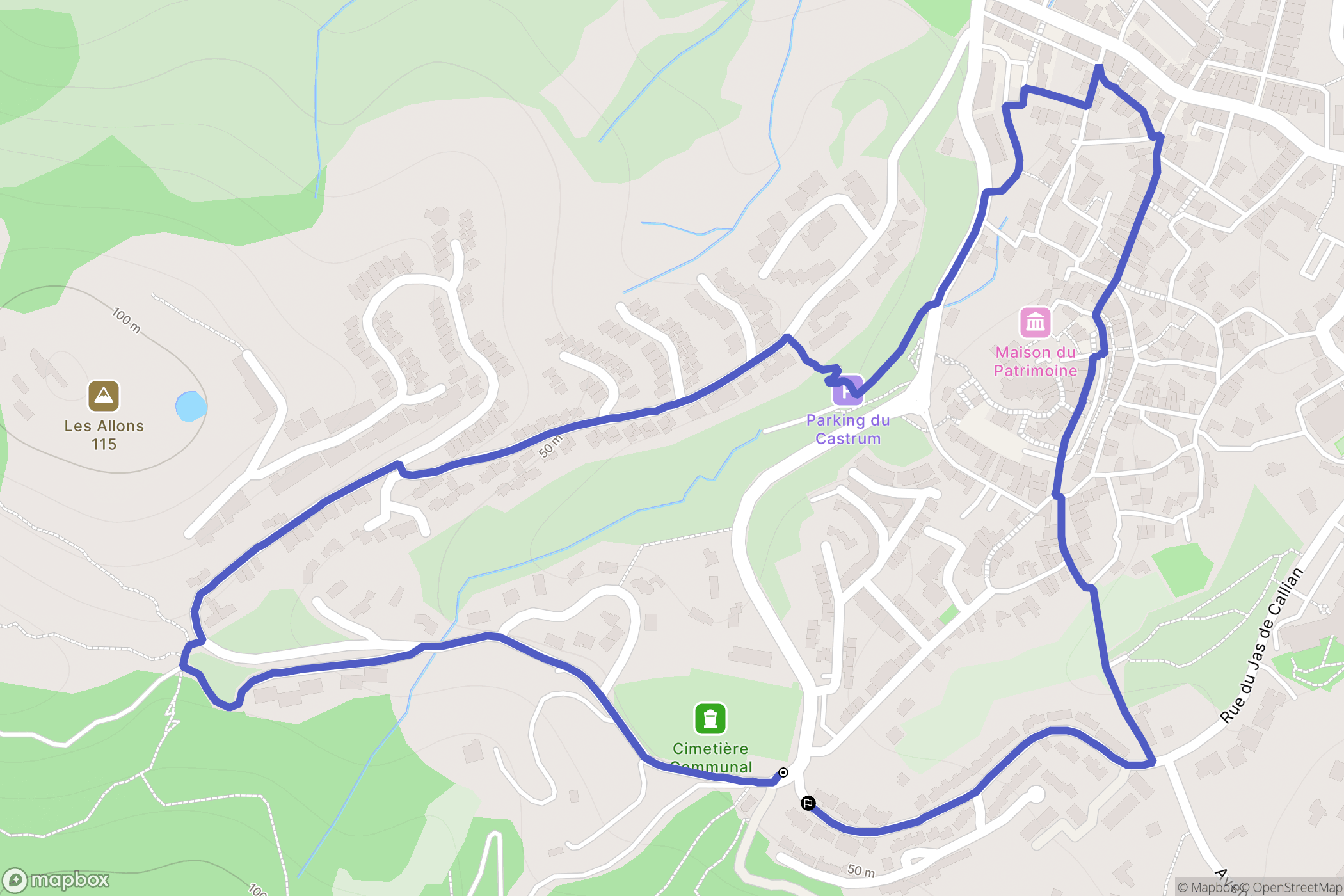 Roquebrune-sur-Argens : carte du parcours de randonnée - France