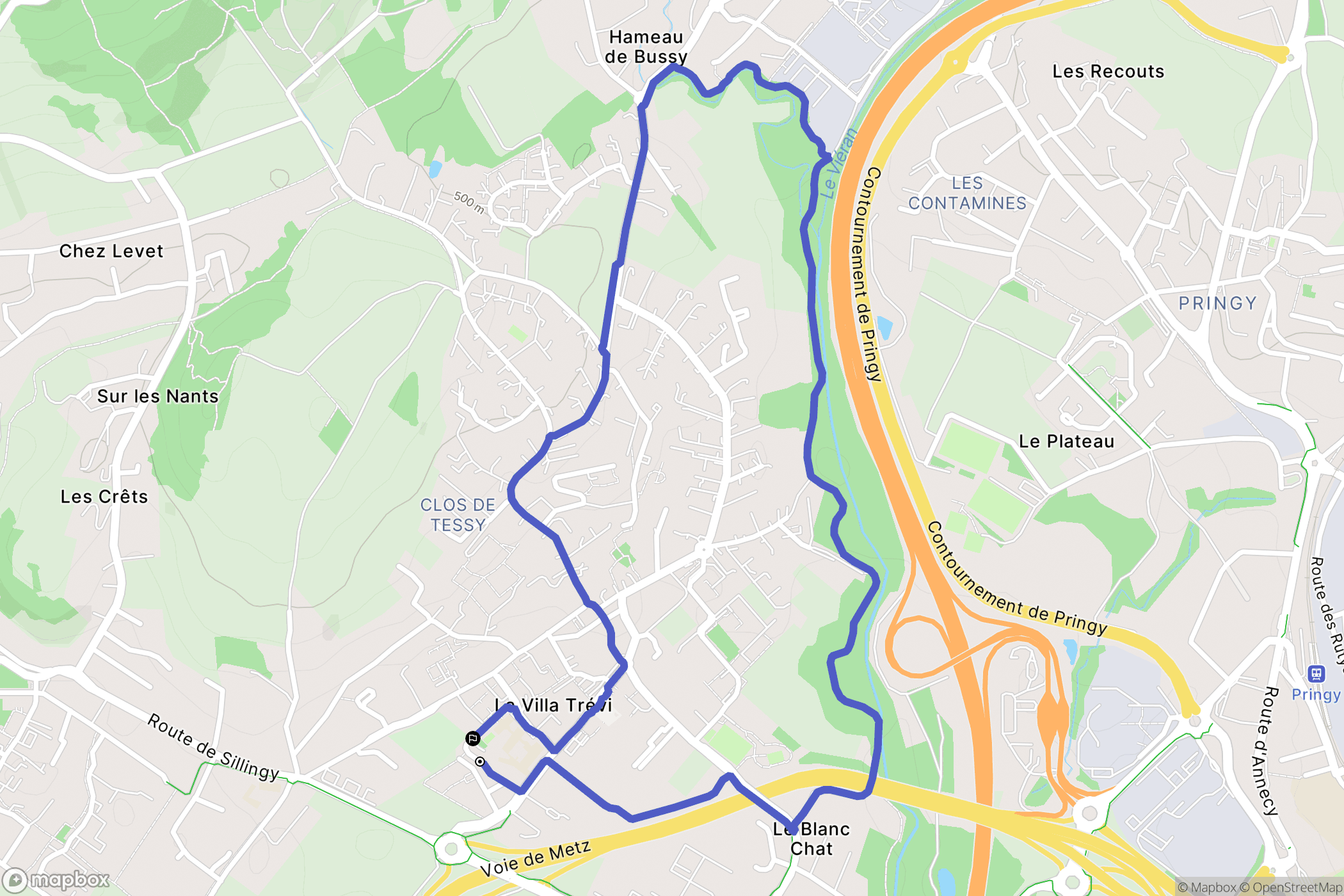 Epagny Metz-Tessy : carte du parcours de randonnée - France