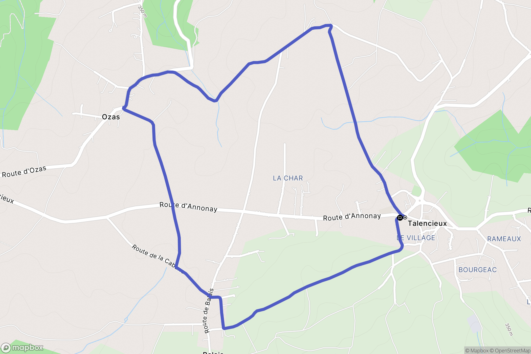 Talencieux : carte du parcours de randonnée - France