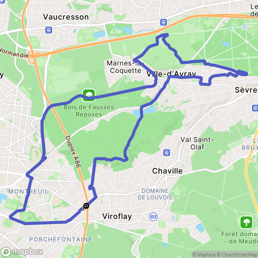 Viroflay : carte du parcours de randonnée - France