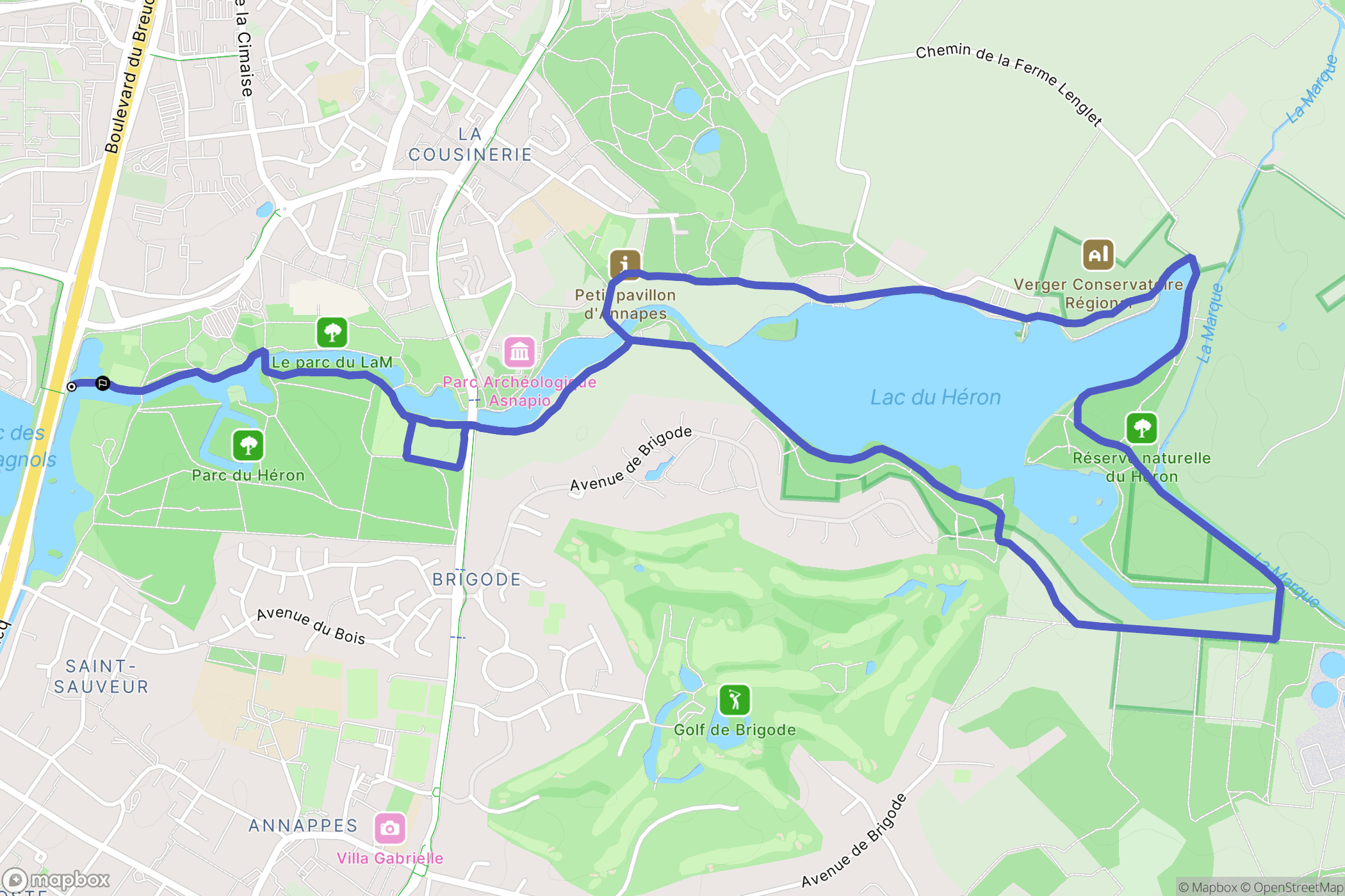 Villeneuve-d'Ascq : carte du parcours de randonnée - France