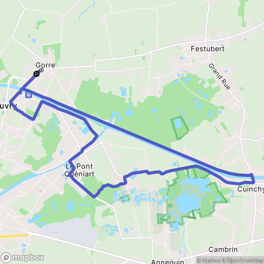 Beuvry : carte du parcours de randonnée - France