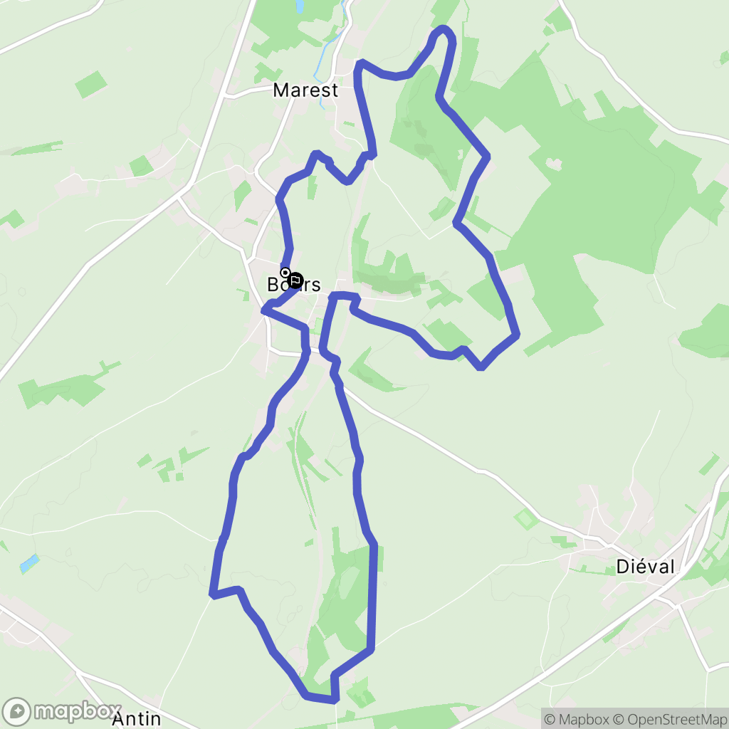 Bours : carte du parcours de randonnée - France