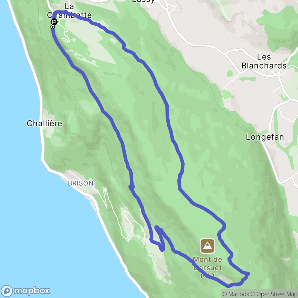 Entrelacs : carte du parcours de randonnée - France