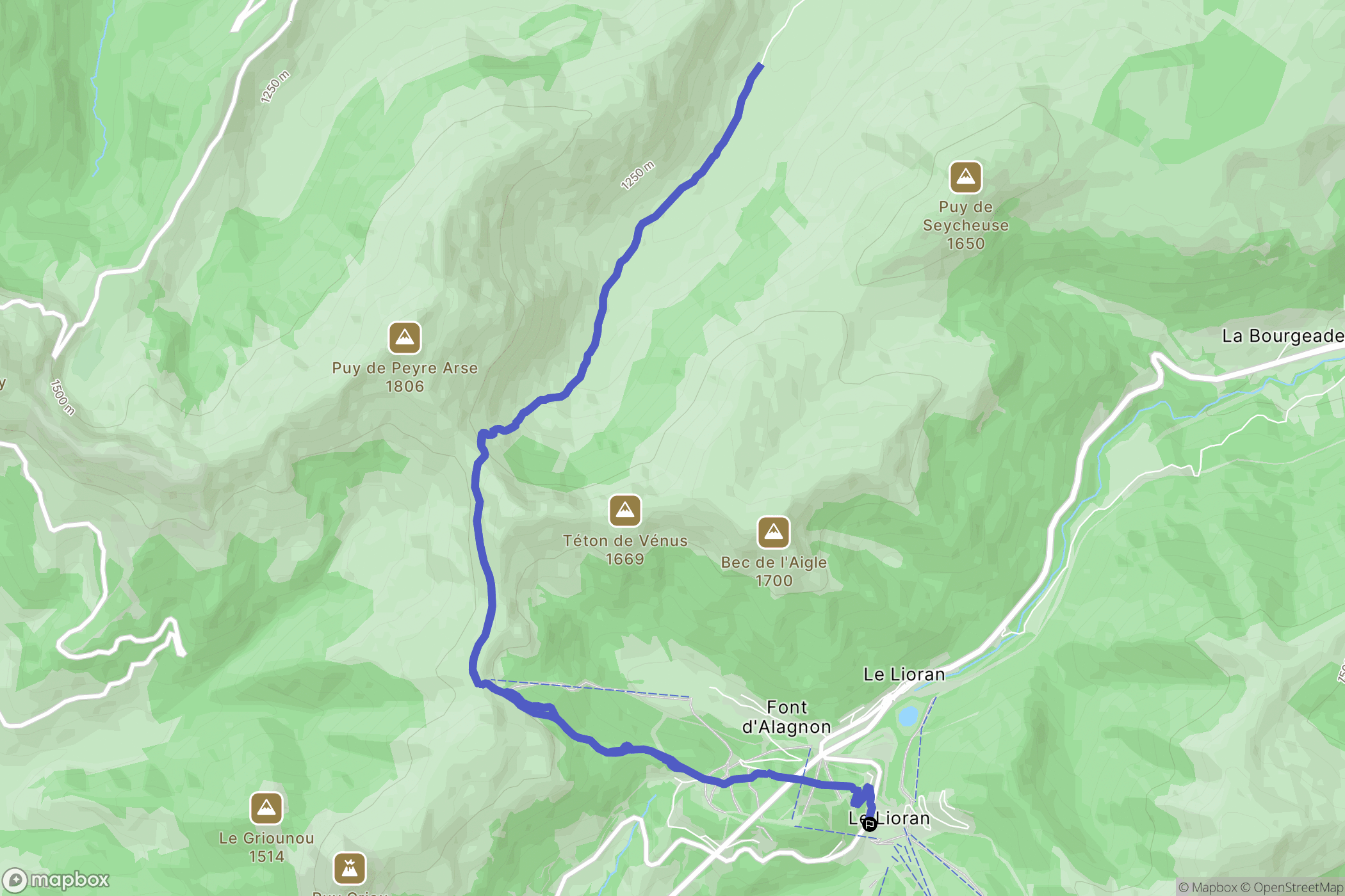 Laveissière : carte du parcours de randonnée - France