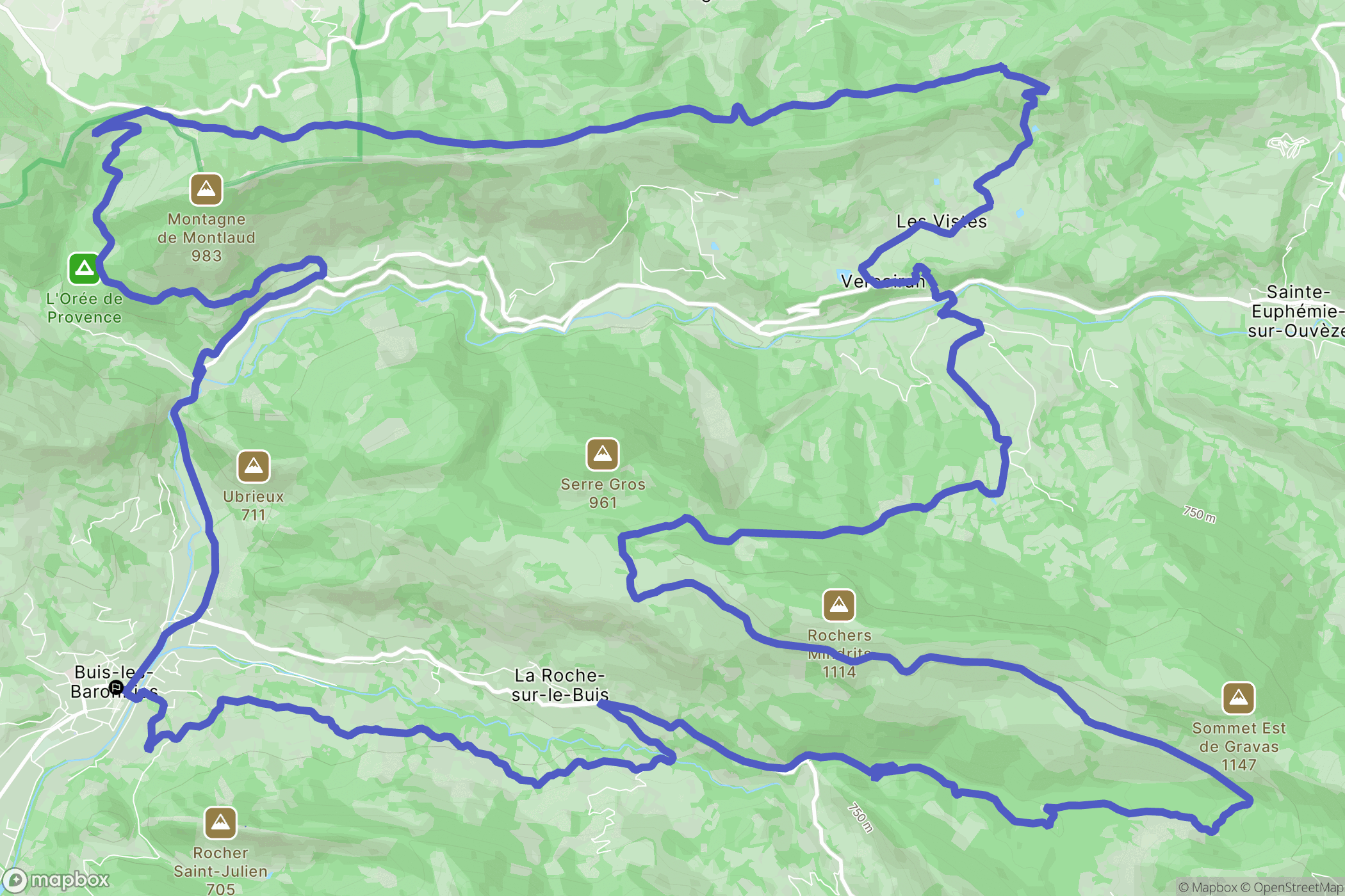Buis-les-Baronnies : carte du parcours de randonnée - France
