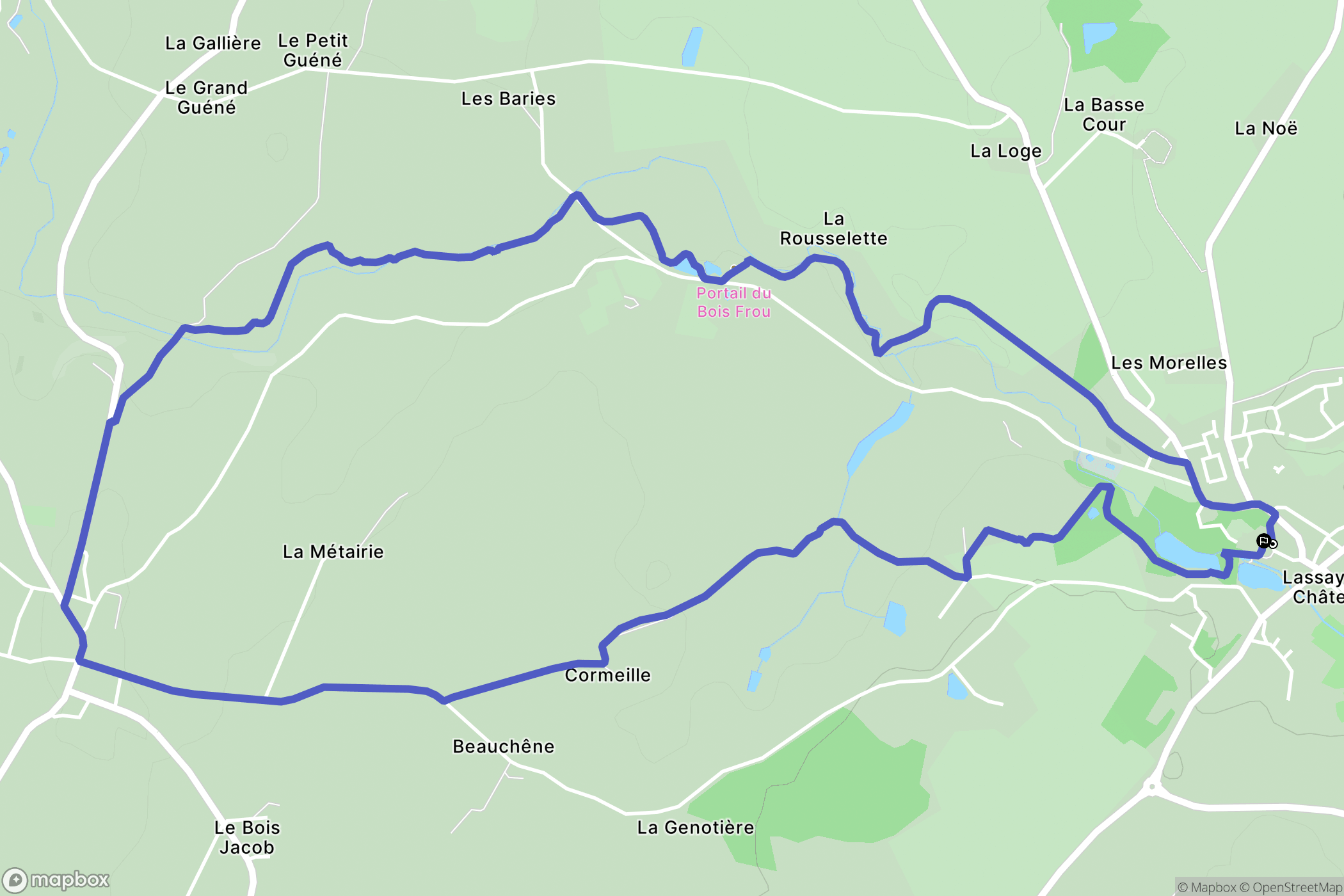 Lassay-les-Châteaux : carte du parcours de randonnée - France