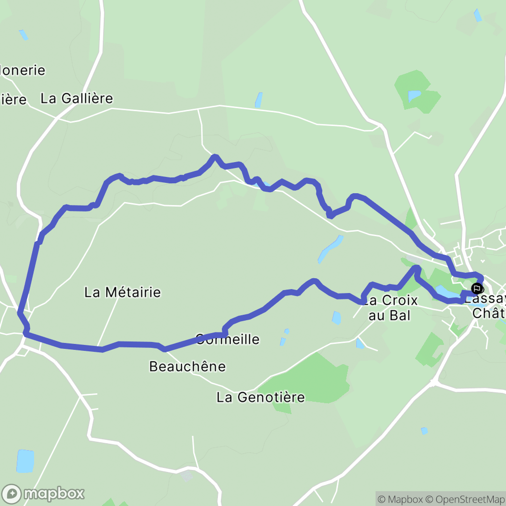 Lassay-les-Châteaux : carte du parcours de randonnée - France