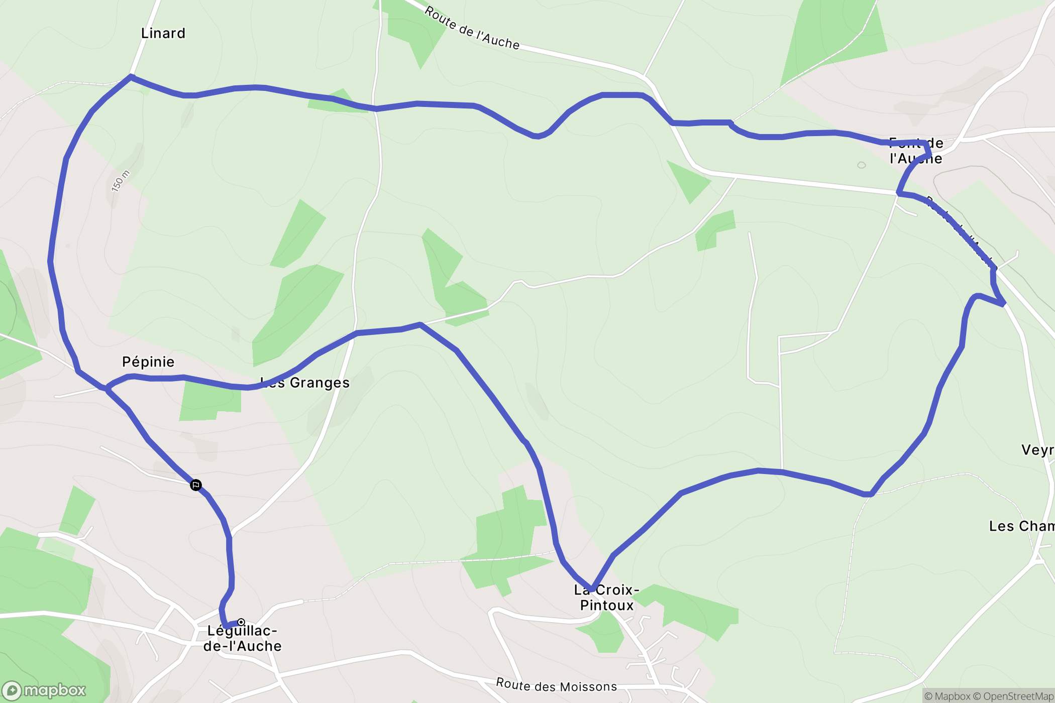 Léguillac-de-l'Auche : carte du parcours de randonnée - France