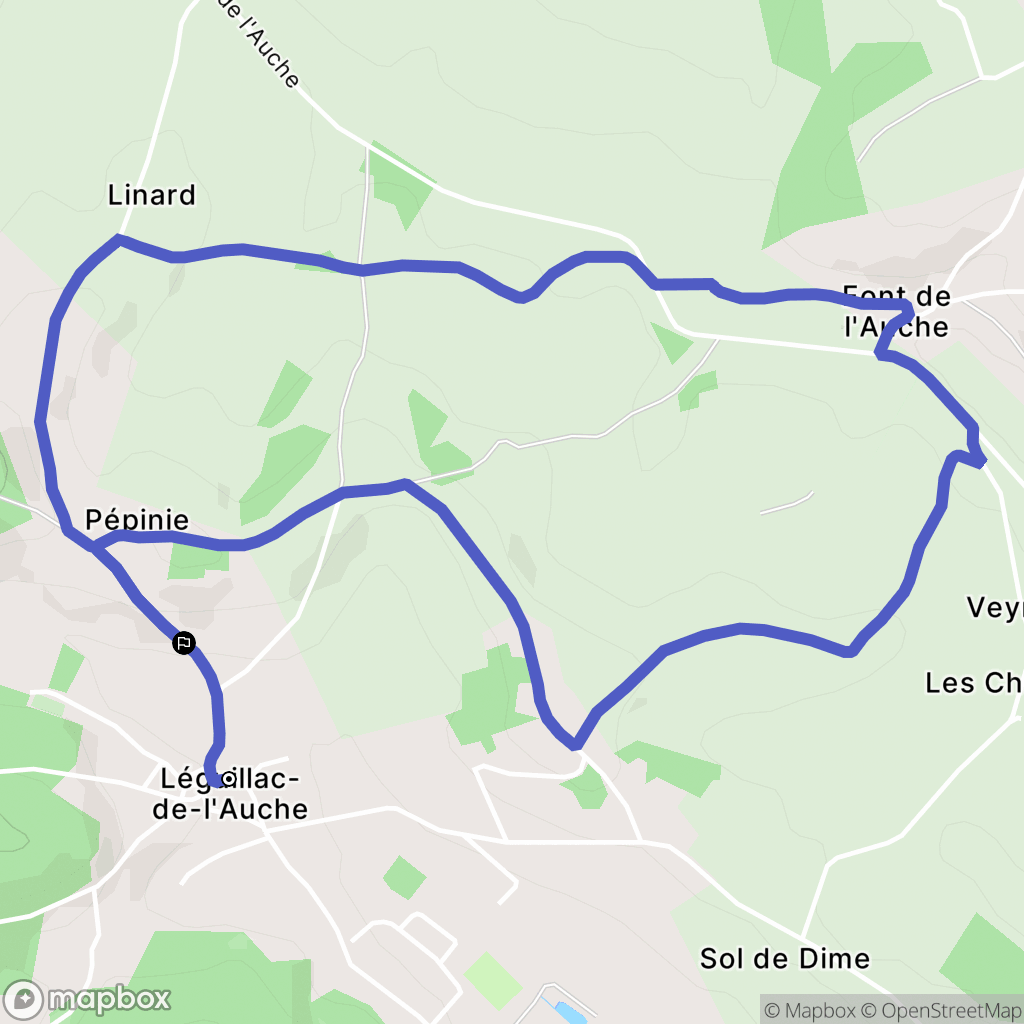 Léguillac-de-l'Auche : carte du parcours de randonnée - France