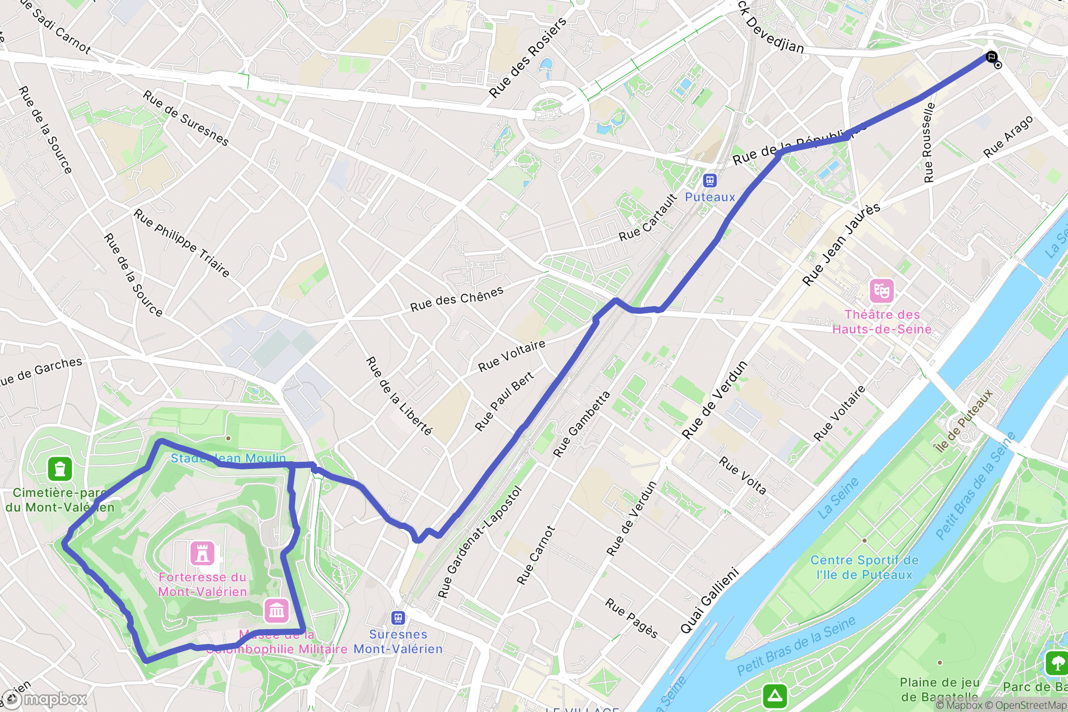 Puteaux : carte du parcours de randonnée - France