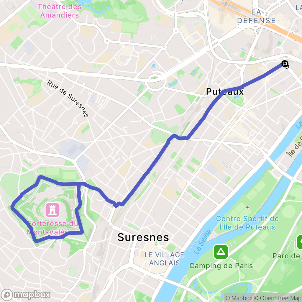 Puteaux : carte du parcours de randonnée - France
