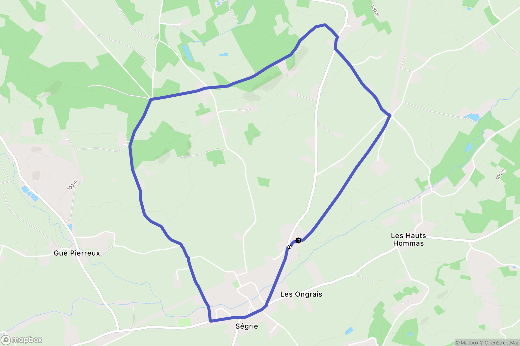 Ségrie : carte du parcours de randonnée - France