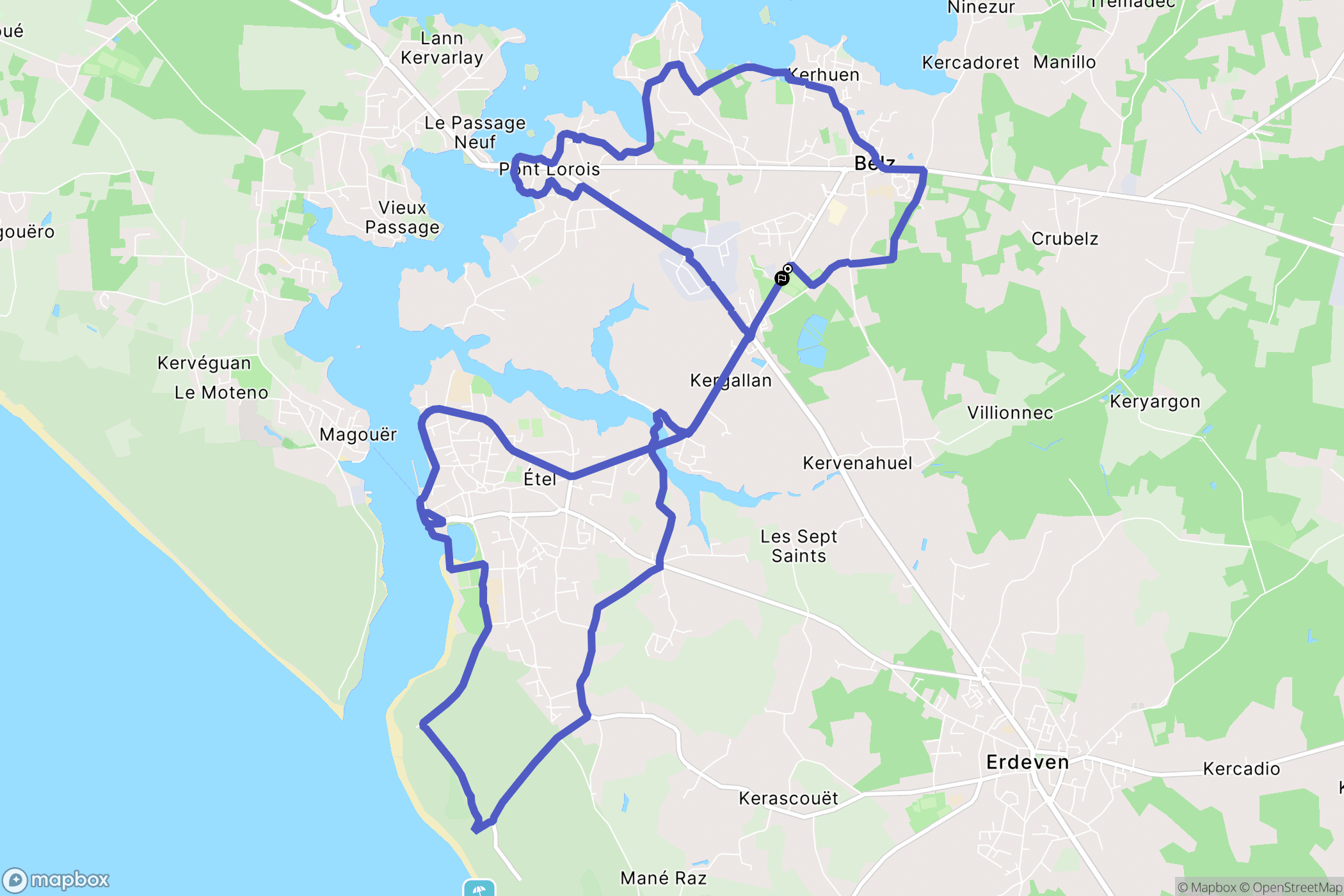 Belz : carte du parcours de randonnée - France