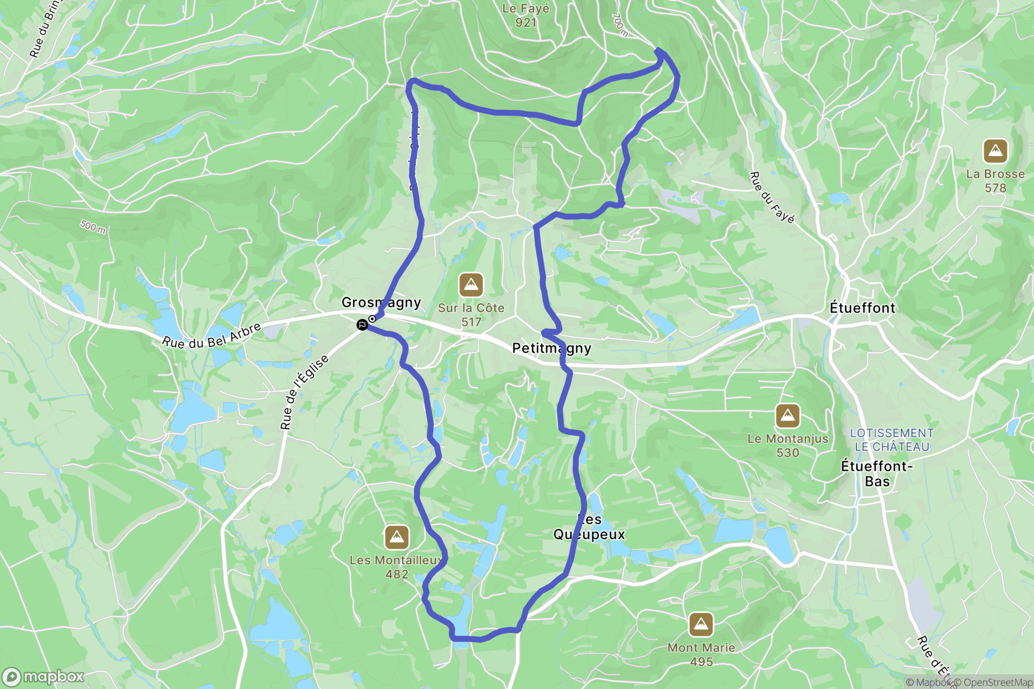 Grosmagny : carte du parcours de randonnée - France