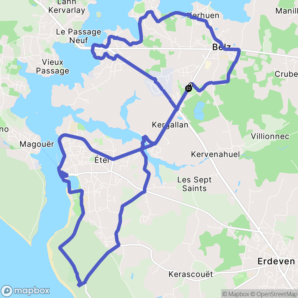 Belz : carte du parcours de randonnée - France