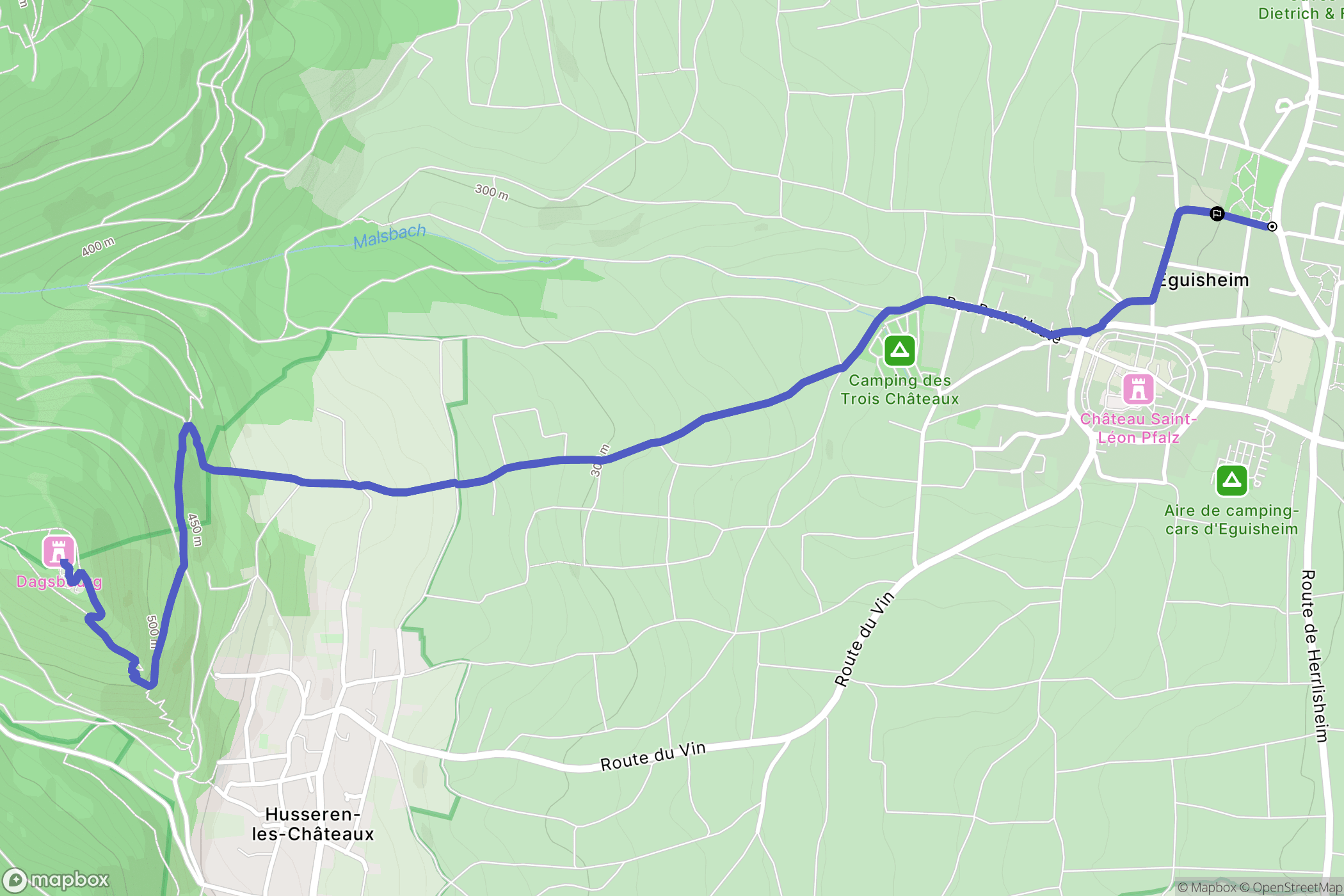 Eguisheim : carte du parcours de randonnée - France