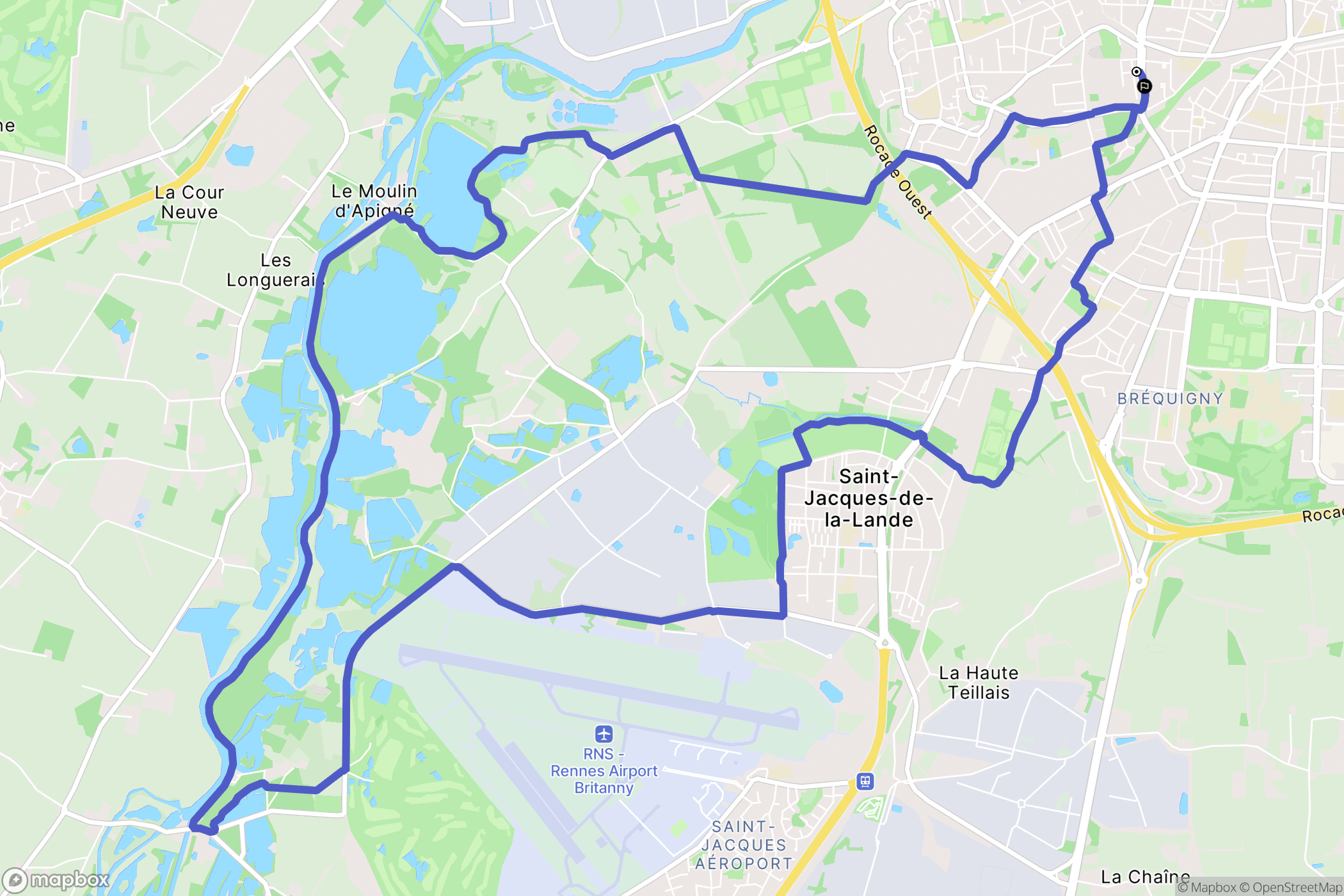 Rennes : carte du parcours de randonnée - France
