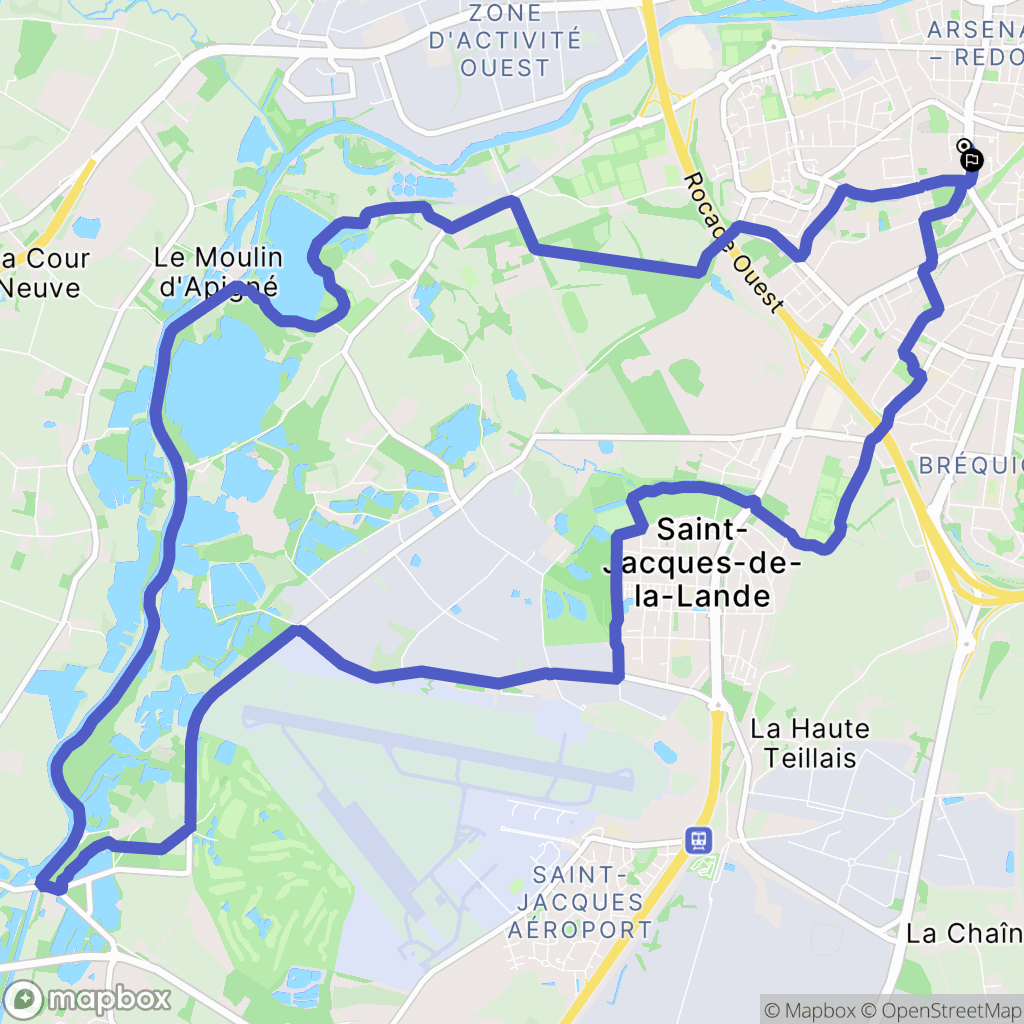 Rennes : carte du parcours de randonnée - France