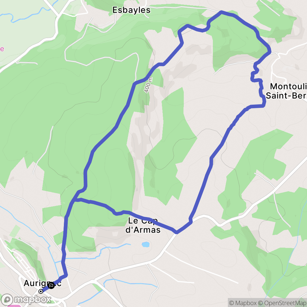 Aurignac : carte du parcours de randonnée - France