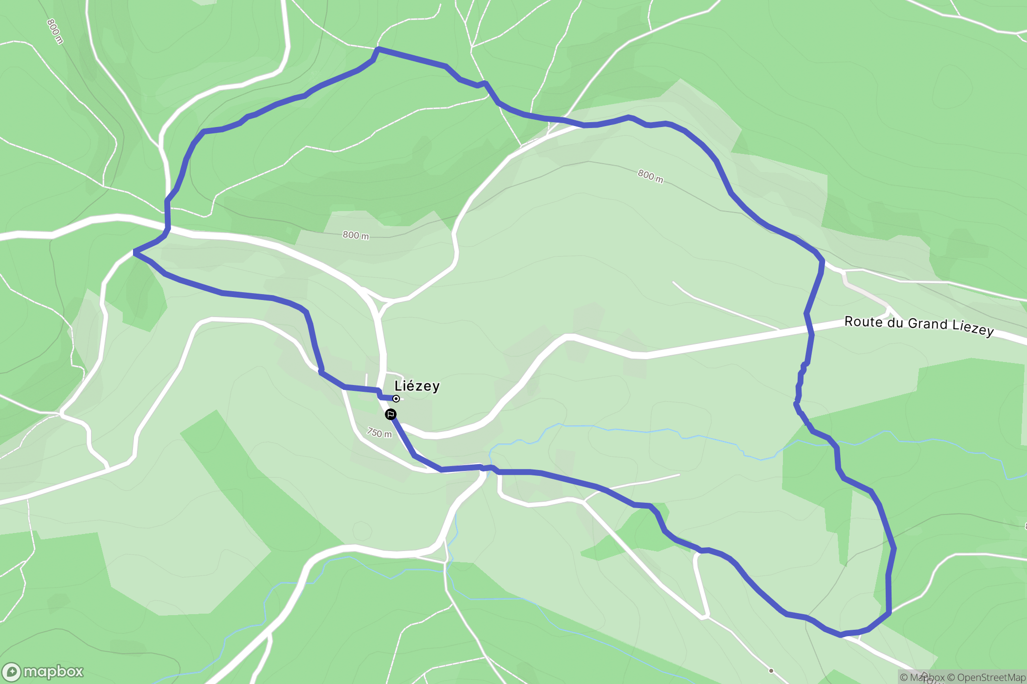 Liézey : carte du parcours de randonnée - France