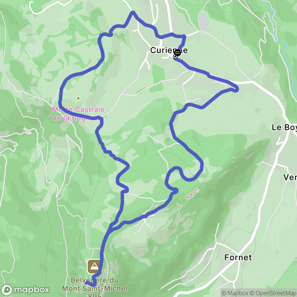 Curienne : carte du parcours de randonnée - France