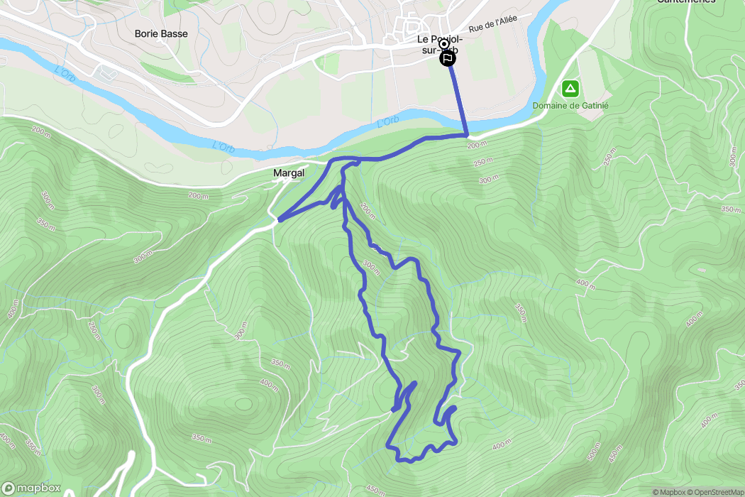 Le Poujol-sur-Orb : carte du parcours de randonnée - France