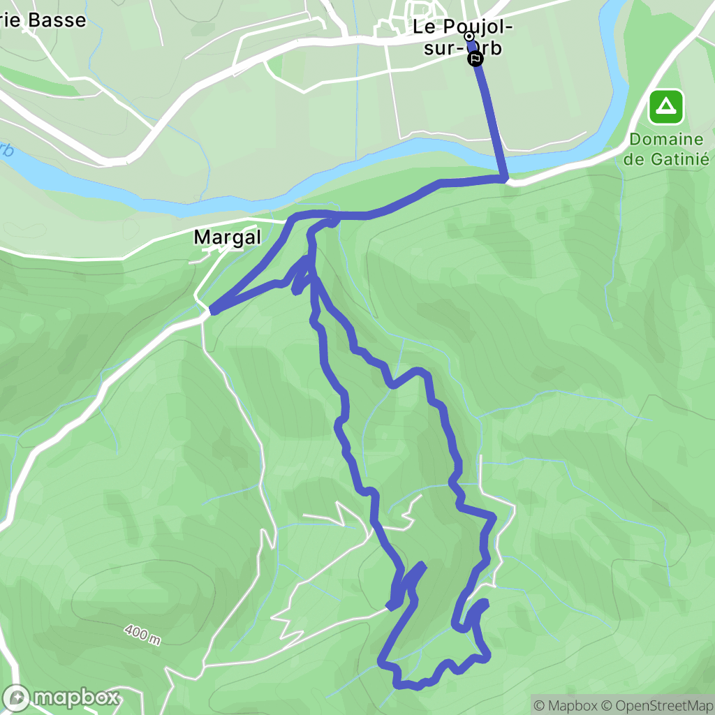 Le Poujol-sur-Orb : carte du parcours de randonnée - France