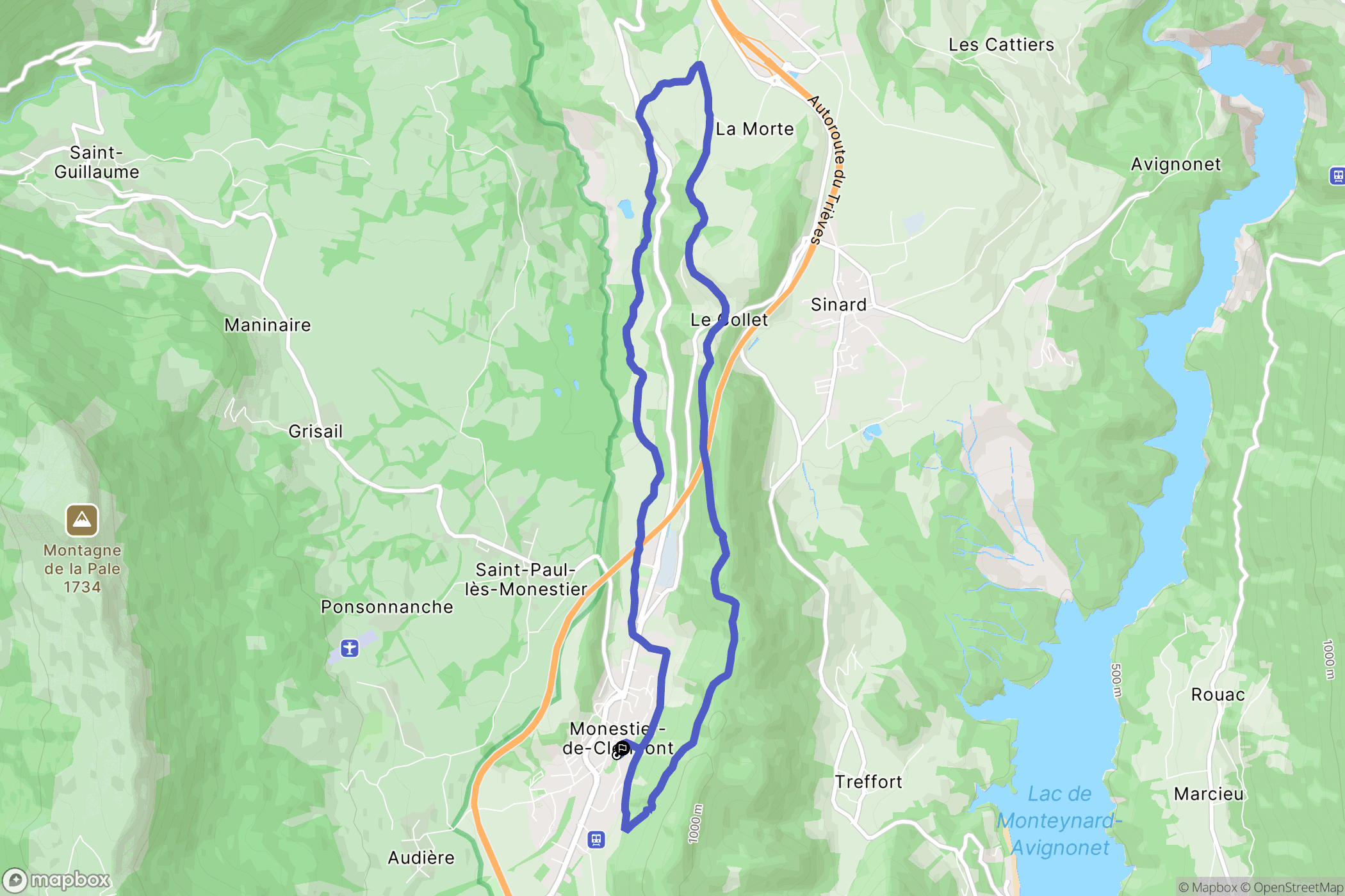 Monestier-de-Clermont : carte du parcours de randonnée - France