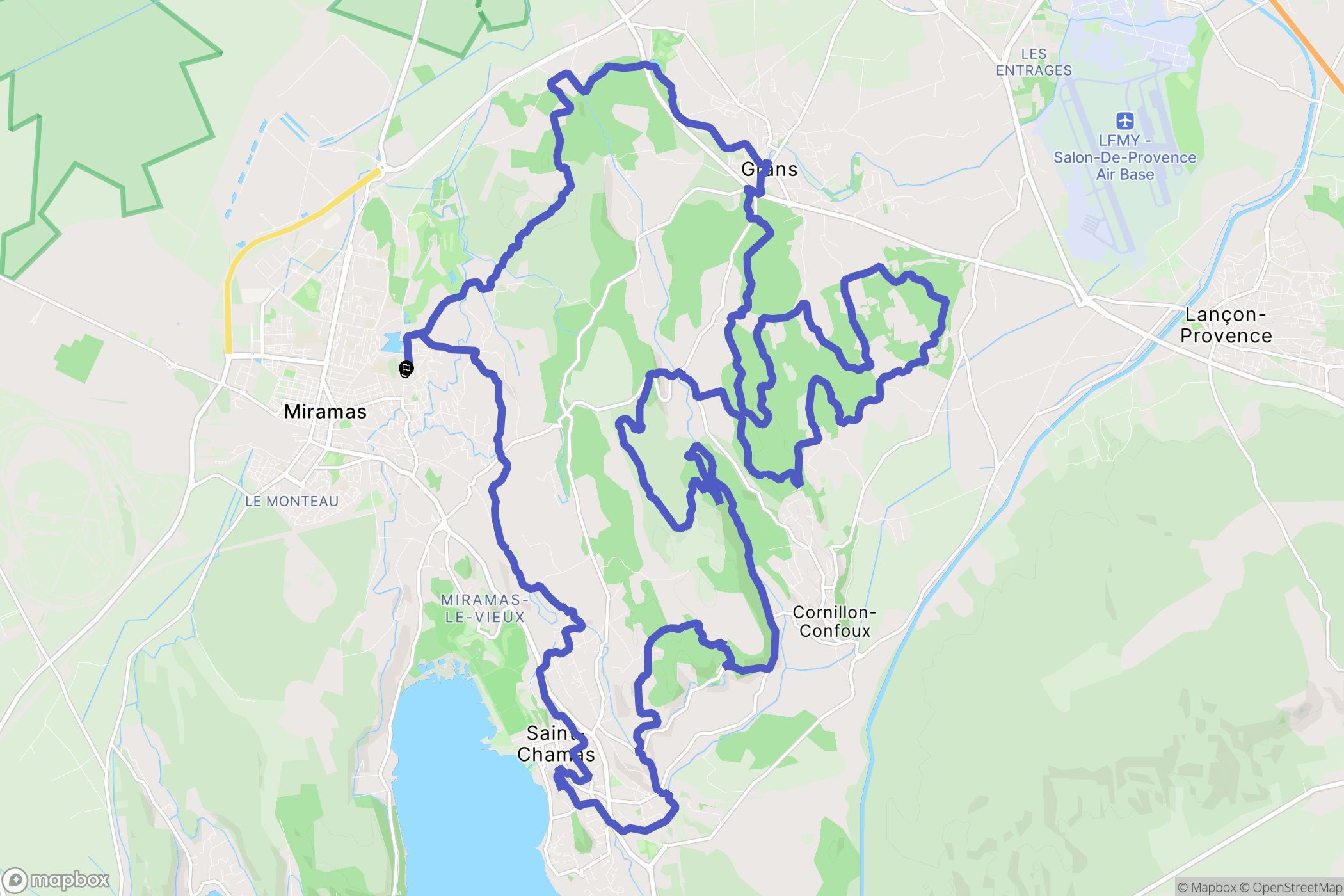 Miramas : carte du parcours de randonnée - France