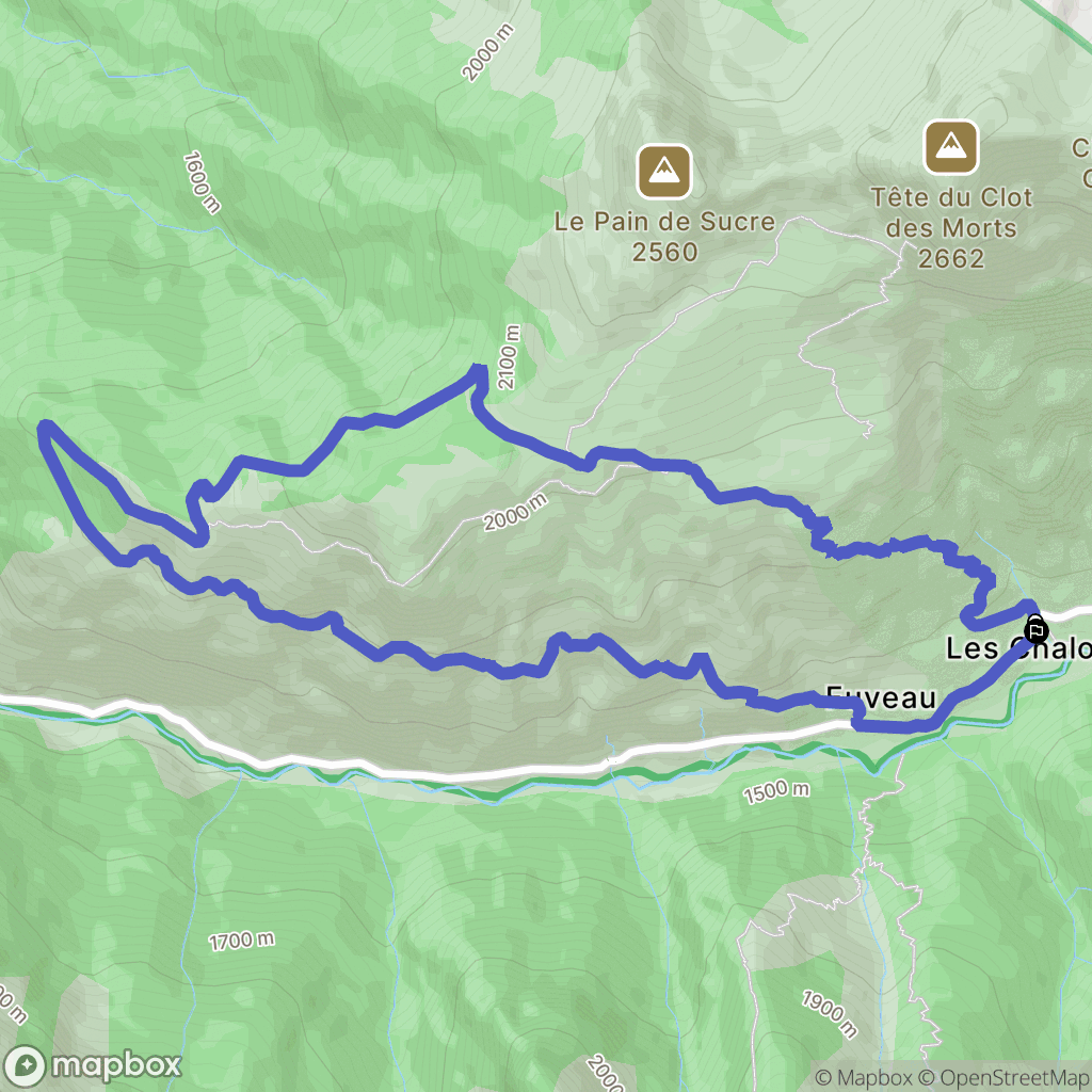 Uvernet-Fours : carte du parcours de randonnée - France