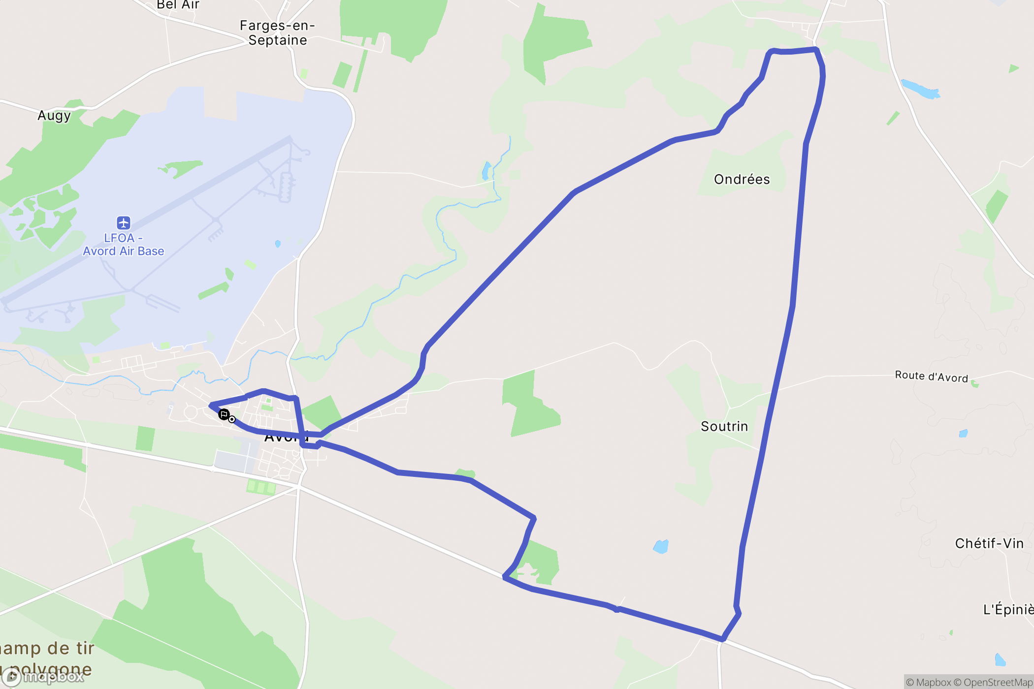 Avord : carte du parcours de randonnée - France
