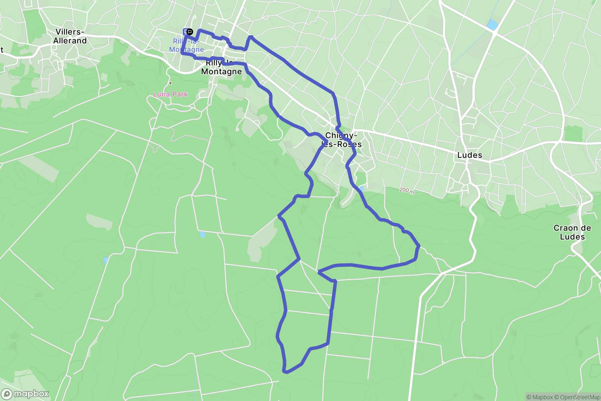 Rilly-la-Montagne : carte du parcours de randonnée - France